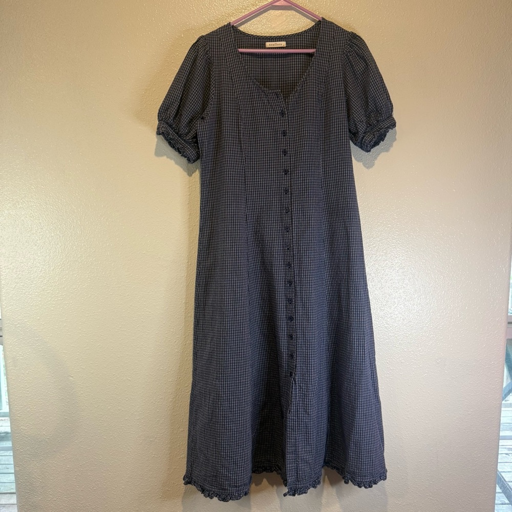 Neuflora Dover Blue Gingham Button-Front Dress - Picture 2 of 5